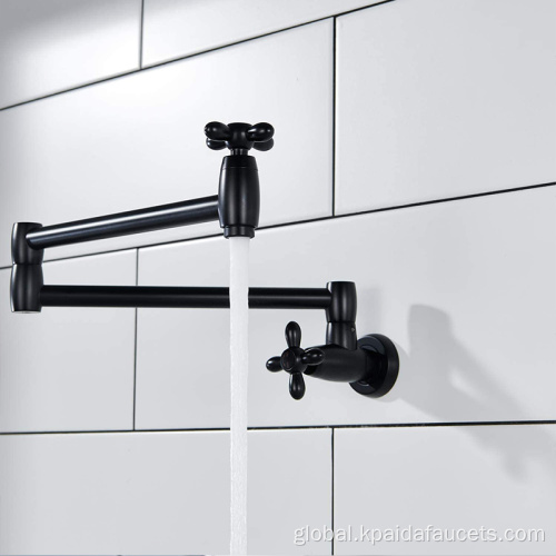 Pot filler Wall Mounted Pot Filler Faucet Folding Kitchen Faucet Tap With Two Handle Matte Black Manufactory